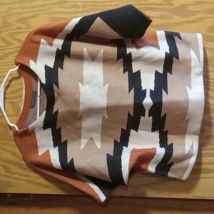 THML Rust, Black, Cream & Tan Aztec Boxy Sweater